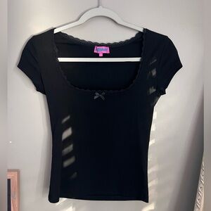 Edikted Black Top with Lace and Bow